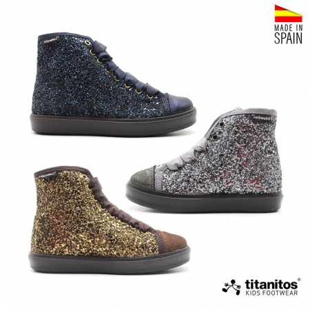 botines de glitter para niña