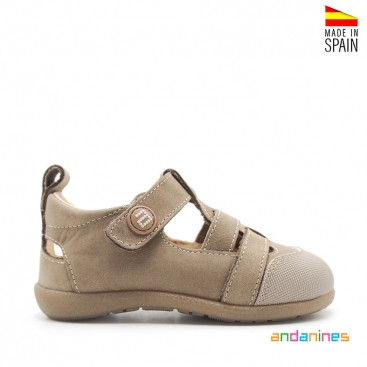 Sandalias barefoot niño taupe