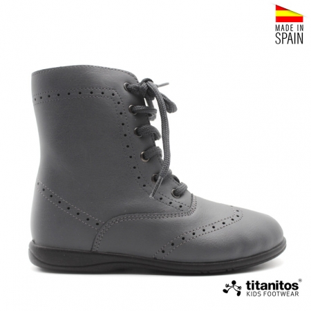 Bota de niña en piel gris marengo