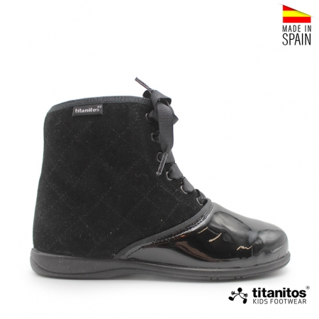 Bota cordones de cinta negro