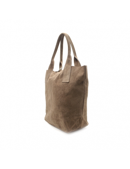 Bolso shopper taupe de piel