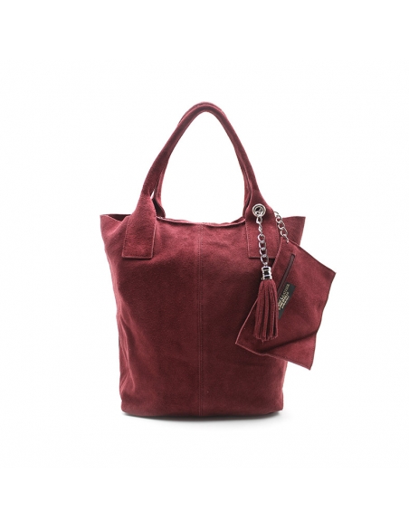 Bolso burdeos de serraje