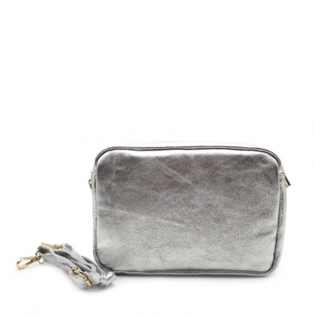 bolso plata piel