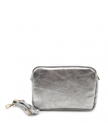 bolso plata piel