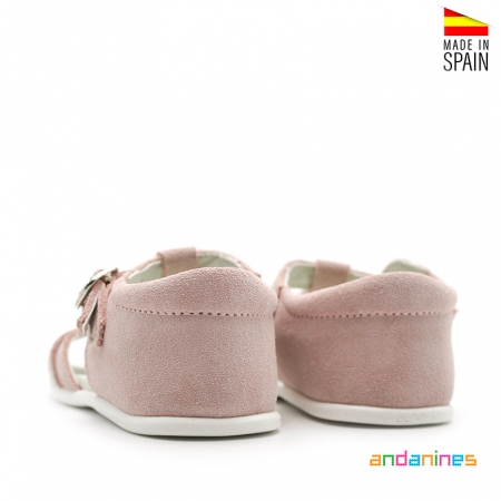 Sandalias Rosa Piel serraje Niña