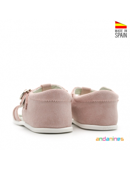 Sandalias Rosa Piel serraje Niña
