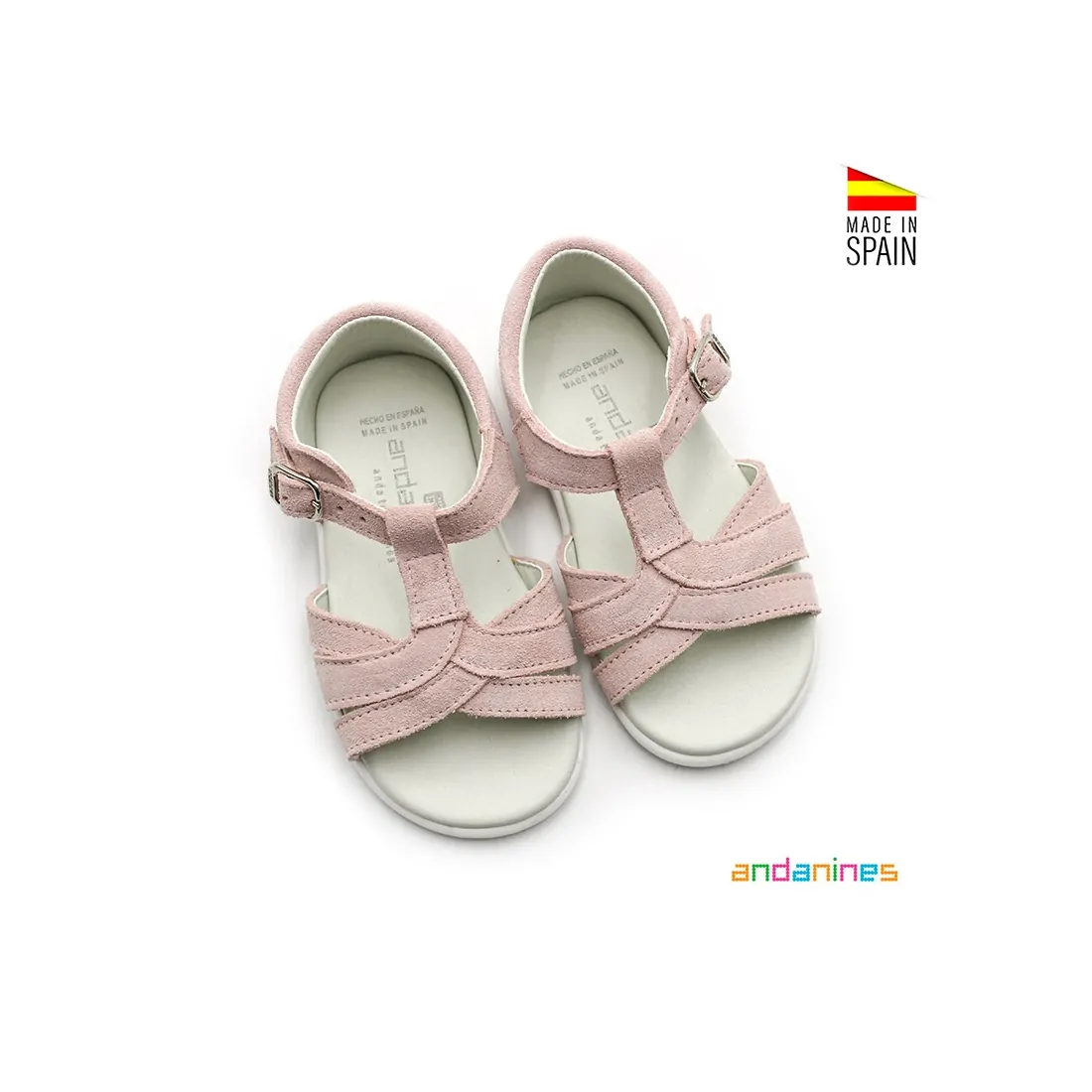 Sandalias de drop cero en Serraje Rosa para Niña