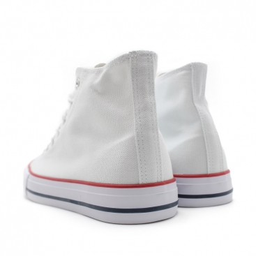 Botín blanco de lona unisex vista trasera