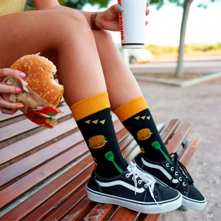 Calcetines algodón hamburguesas diseño divertido