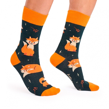 Calcetines animales con diseño de zorros