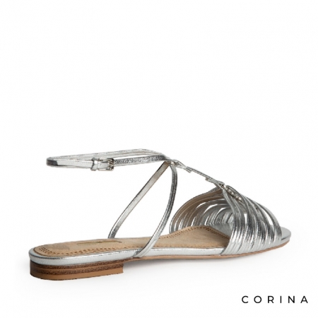 sandalia plana plata​