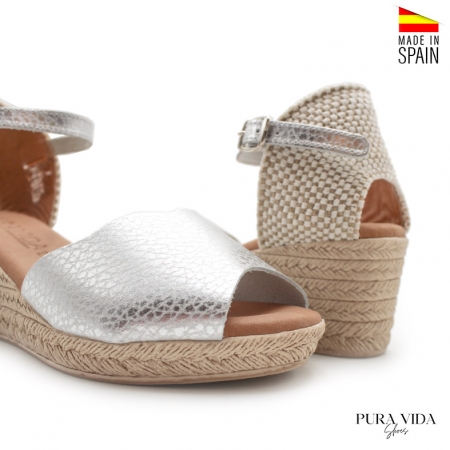 sandalia cuña metalizada​