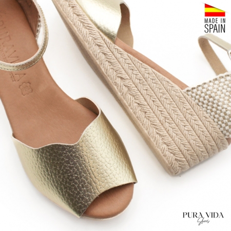 cuñas mujer doradas