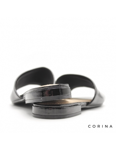 Sandalia plana charol negra