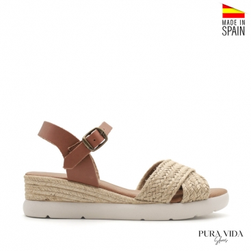 sandalias cuña esparto mujer​