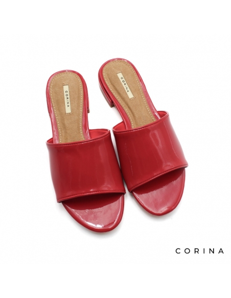 Sandalia plana charol roja