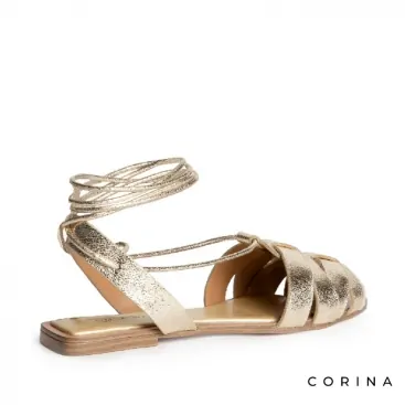 sandalias planas mujer doradas