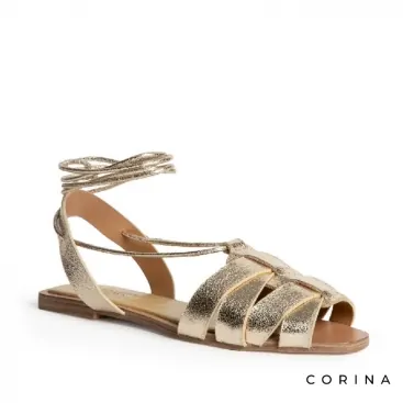 sandalia tiras dorada