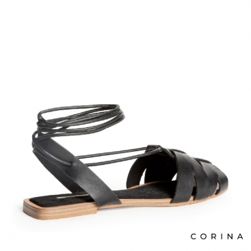 Sandalias negras con lazos