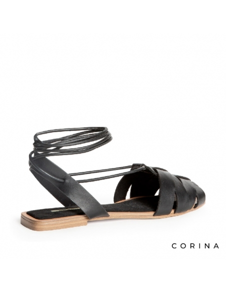 Sandalias negras con lazos