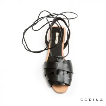 Sandalias romanas negras mujer