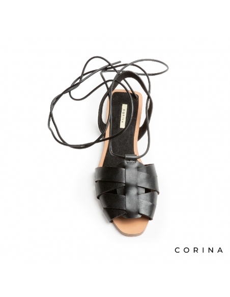 Sandalias romanas negras mujer