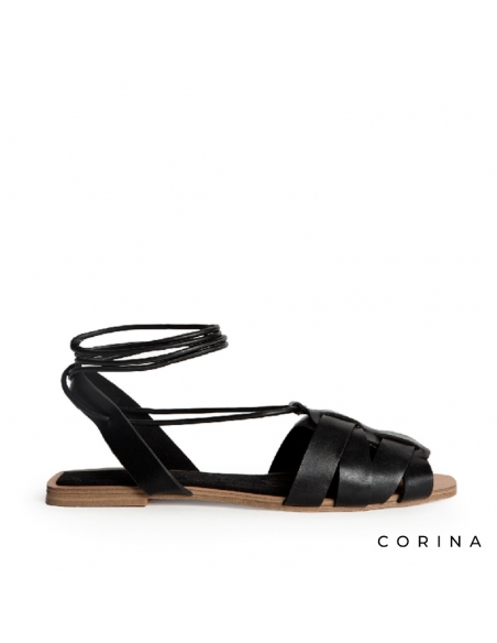 Sandalias de piel negras mujer