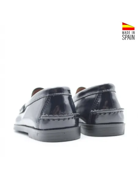 castellanos niño azul marino vista trasera con acabado en piel