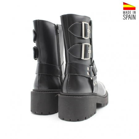 botin motero mujer piel​