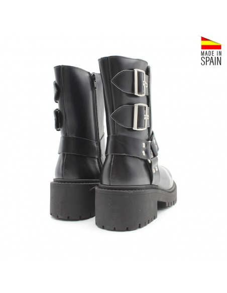 botin motero mujer piel​