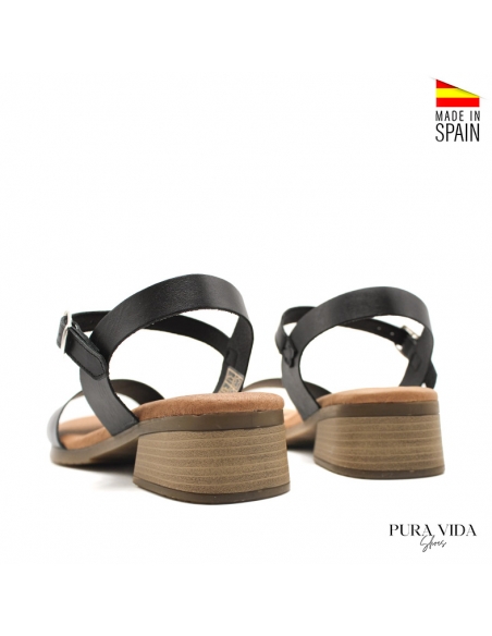 Sandalias de tacón bajo piel