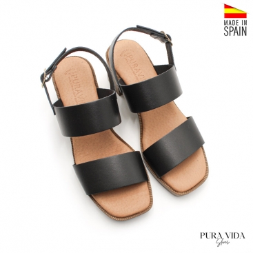 sandalias de piel negras mujer​