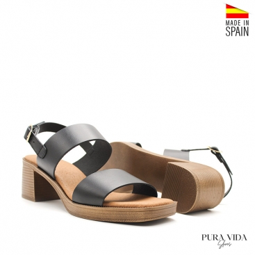 sandalias negras de piel mujer​