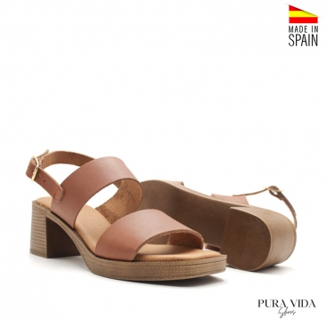 sandalias mujer marrones piel​