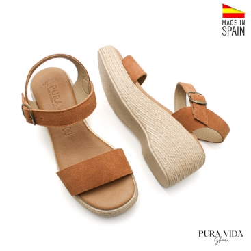 sandalias cuña camel