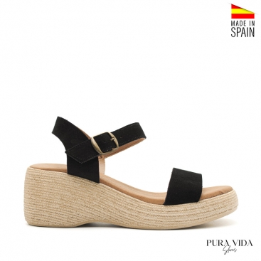 sandalias cuña negras