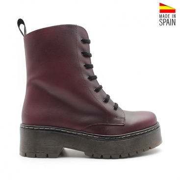 botines piel burdeos​