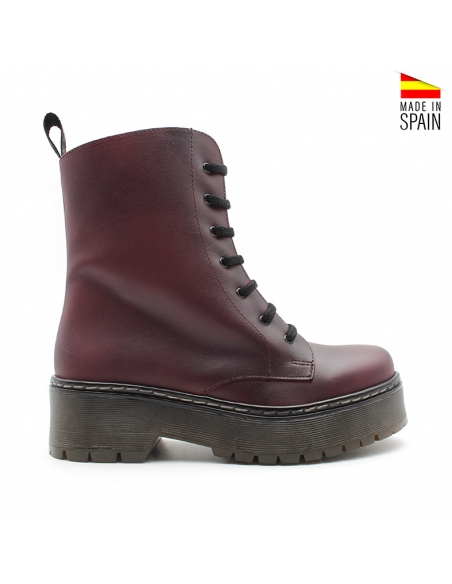 botines piel burdeos​