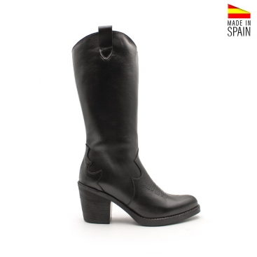 botas negras piel tacon