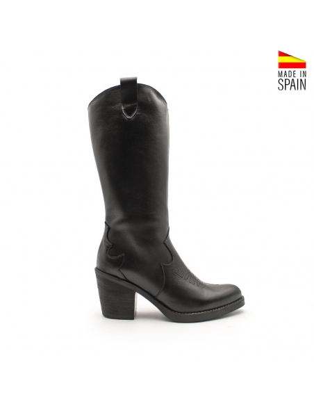 botas negras piel tacon