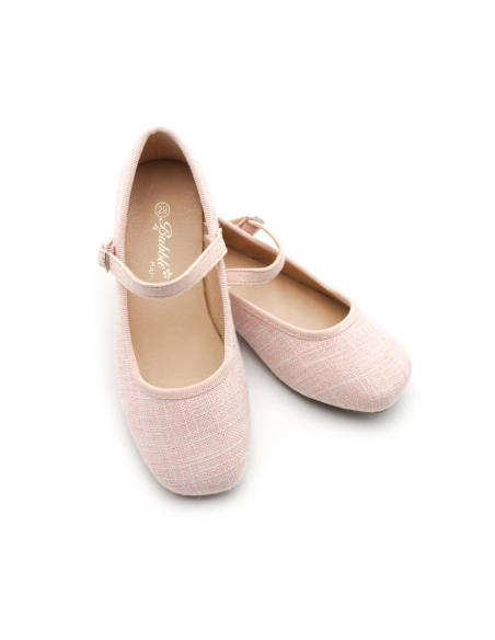 merceditas para niña rosas de lino con hebilla