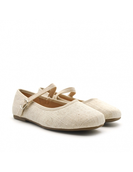 Bailarinas estilo lino crema