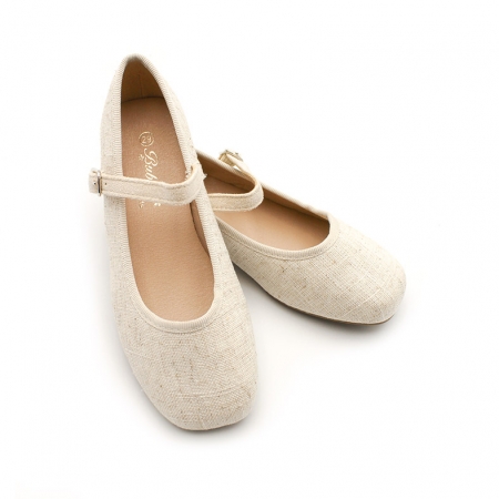 zapatos de lino beige para niña