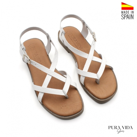 Sandalias blancas planas piel