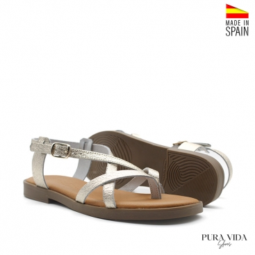 Sandalias planas platino