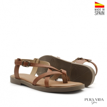 sandalias marrones planas