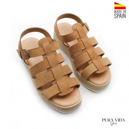 sandalias plataforma color camel​