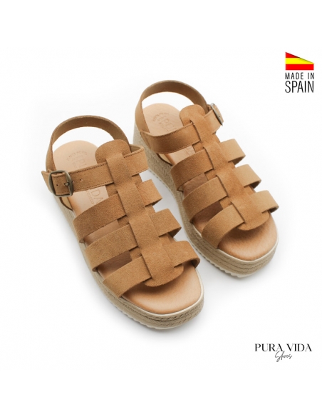 sandalias plataforma color camel​