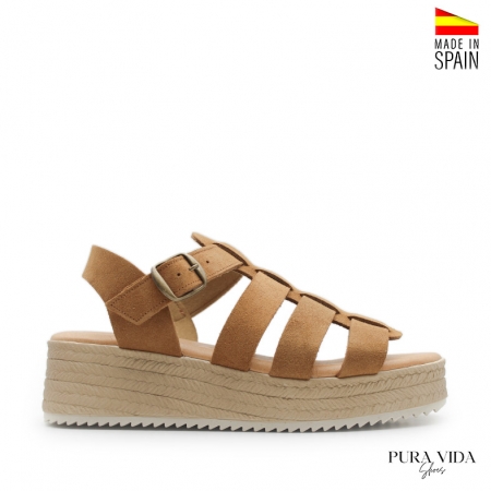 sandalias camel plataforma​