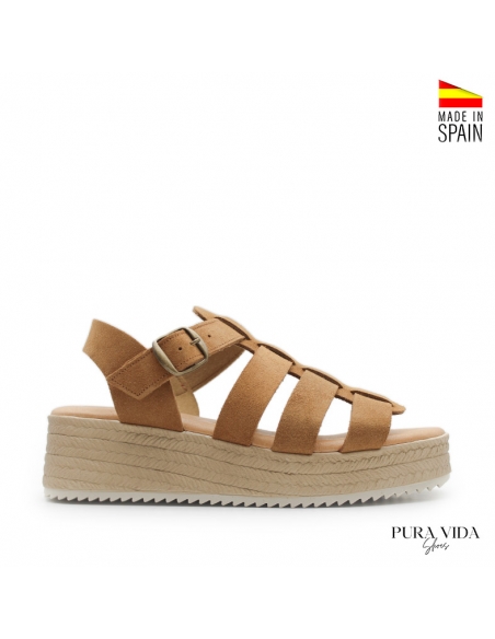 sandalias camel plataforma​